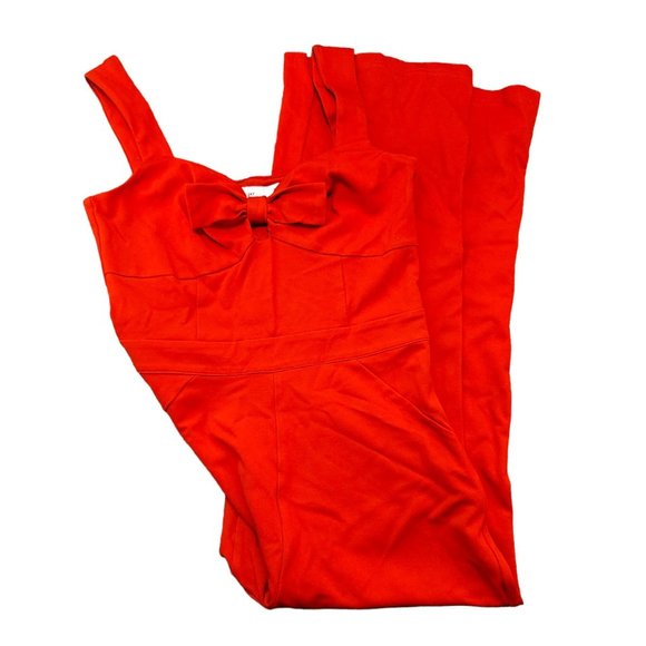 Ali & Jay Red Jumpsuit Bow Front Sleeveless Cropped Womans Size M VR614 - Picture 10 of 14